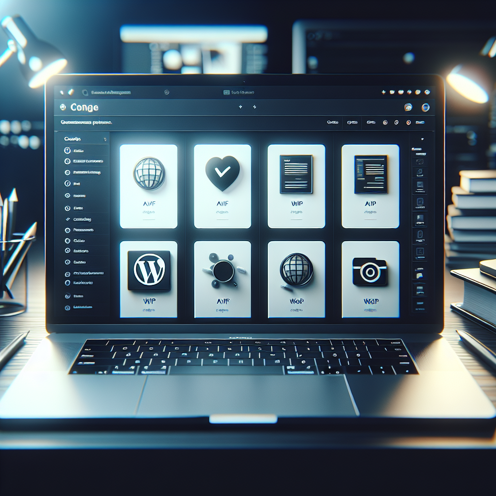 WordPress dashboard with WebP and AVIF image optimization concept
